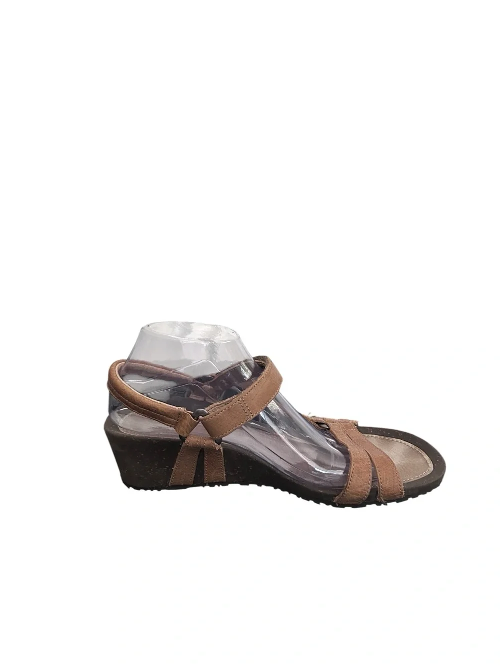 Teva Womens 4253 Brown Leather Wedge Sandals Comfort Shoes Size 10